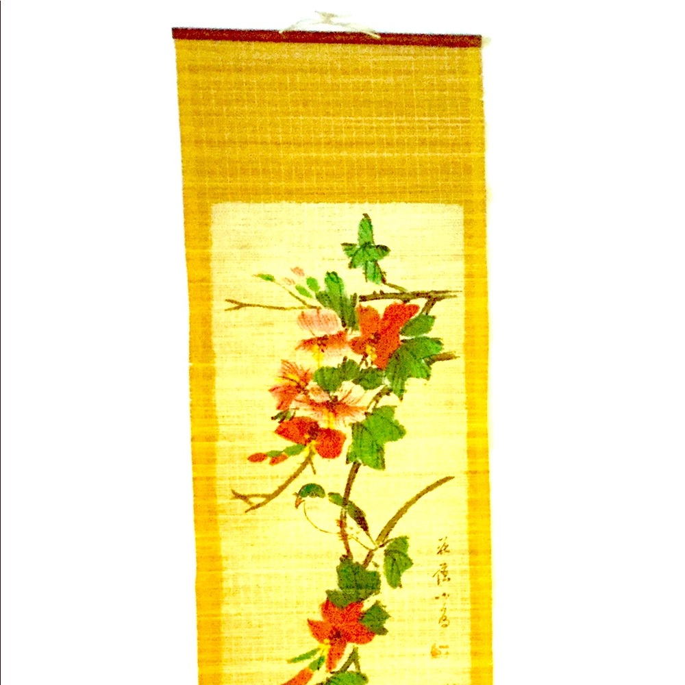 Antique heirloom: water color scroll and poem.